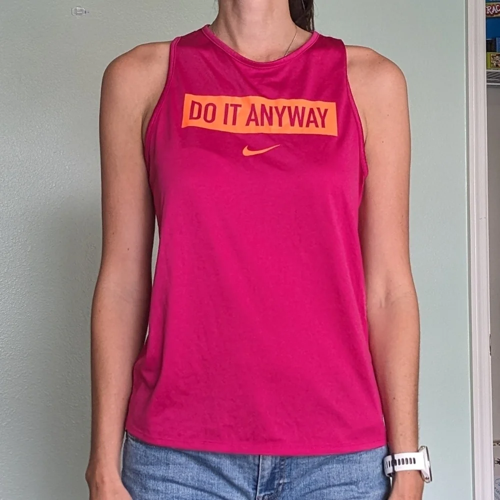 B1G1 Free Tops! Nike 'do it anyway' pink workout tank size small